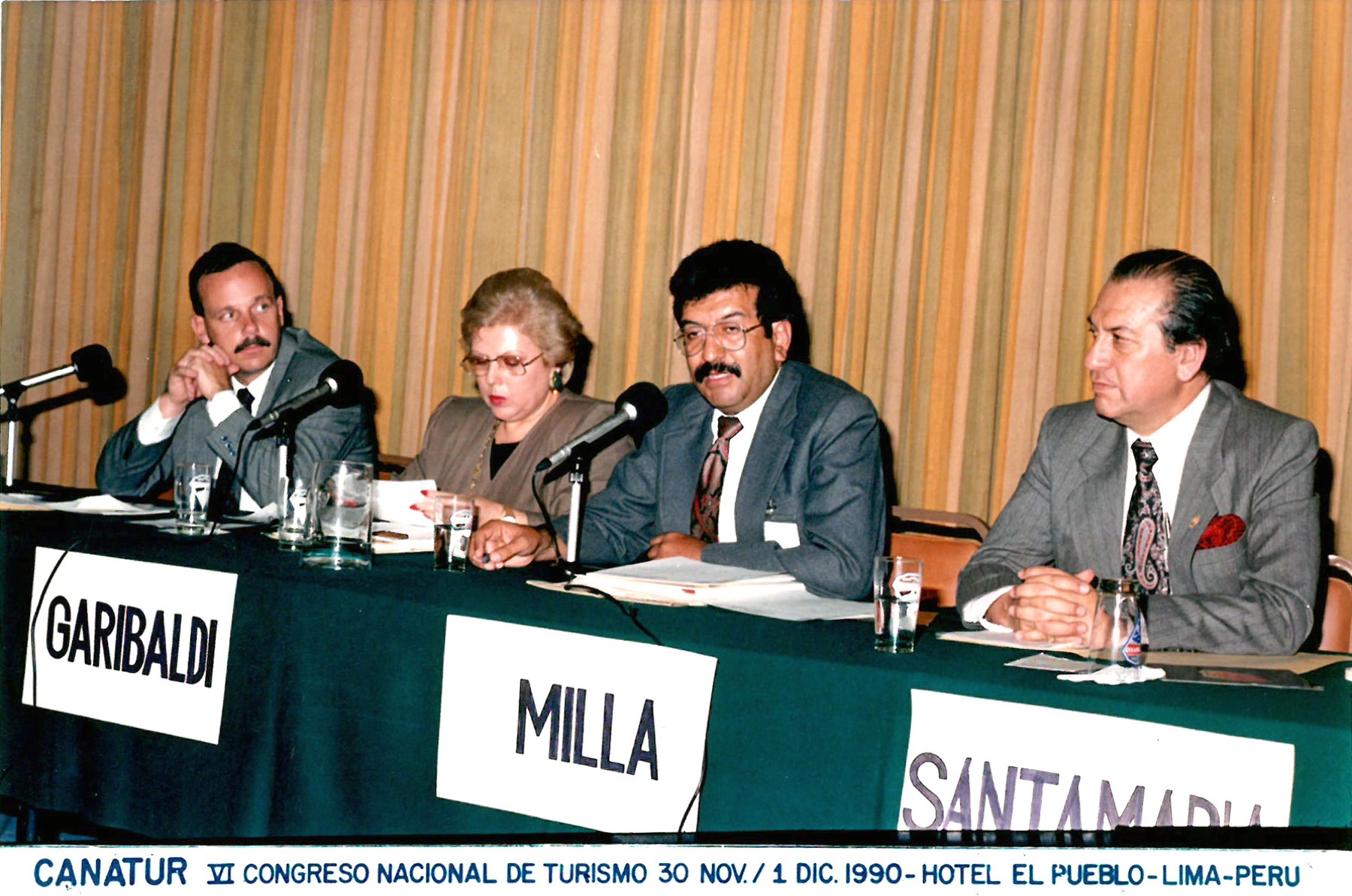 Panel at the 6th CANATUR National Tourism Congress, Lima 1990, with Carlos Milla