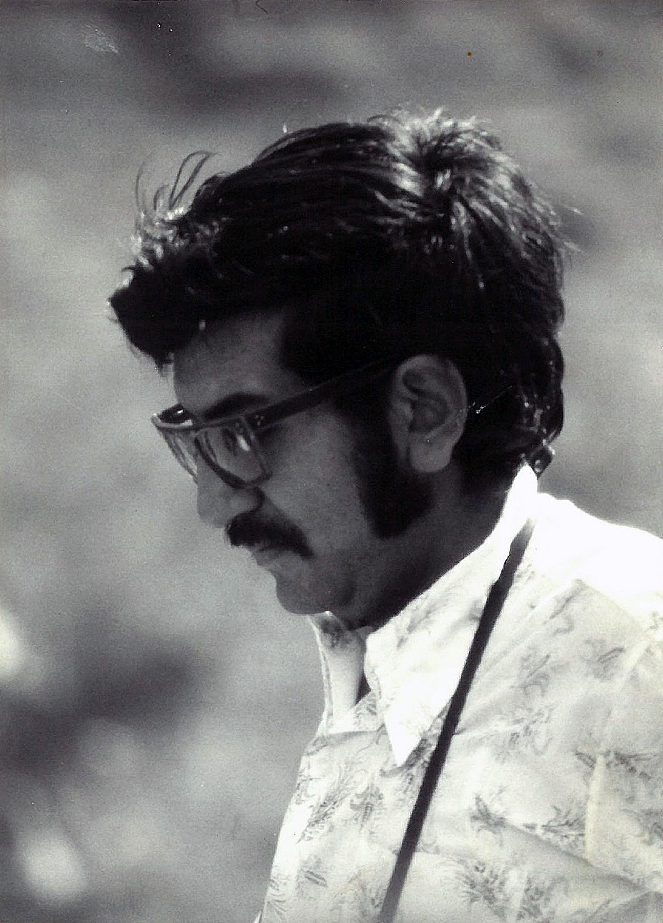 A young Carlos Milla Vidal, black and white portrait