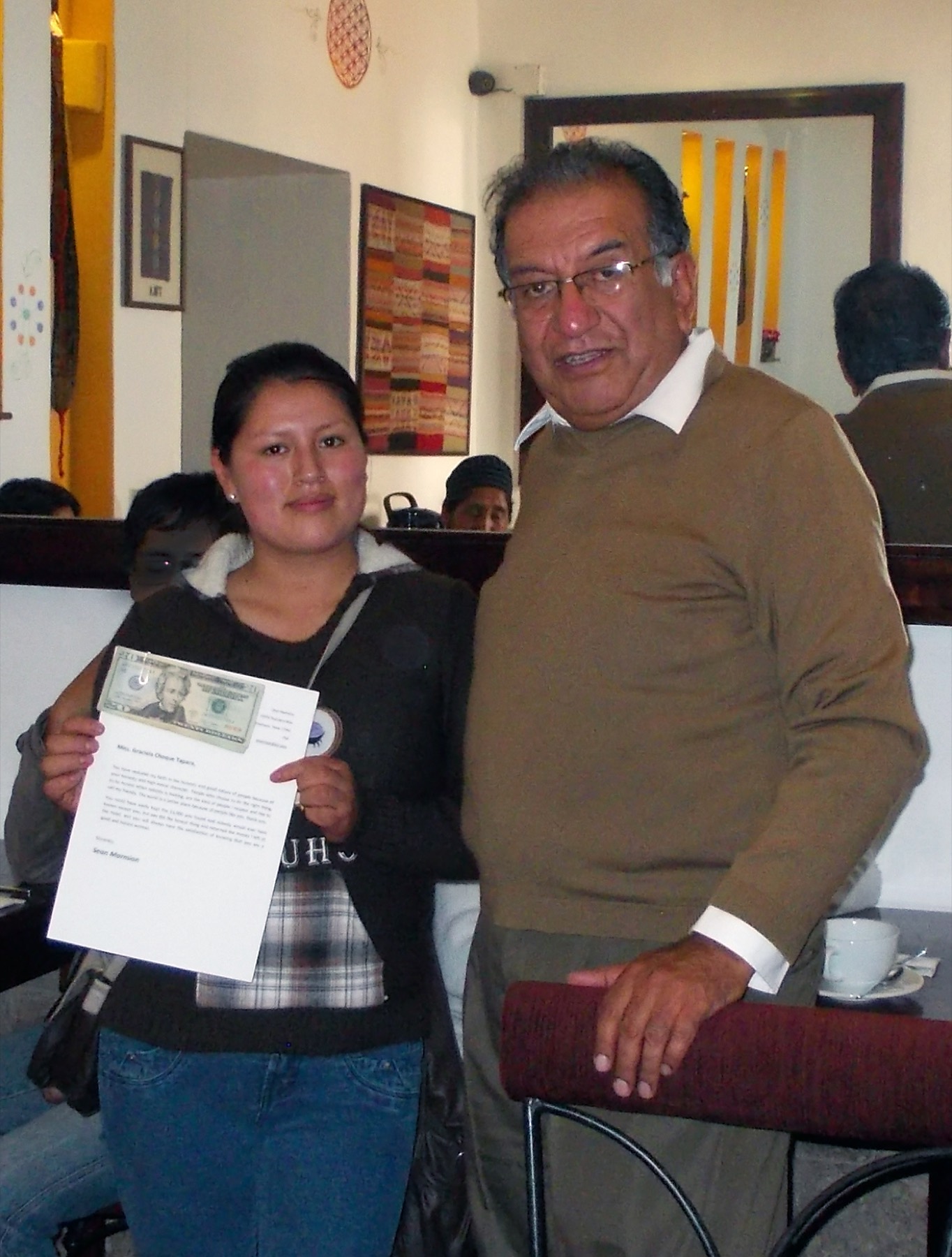 Staff with the thank-you letter